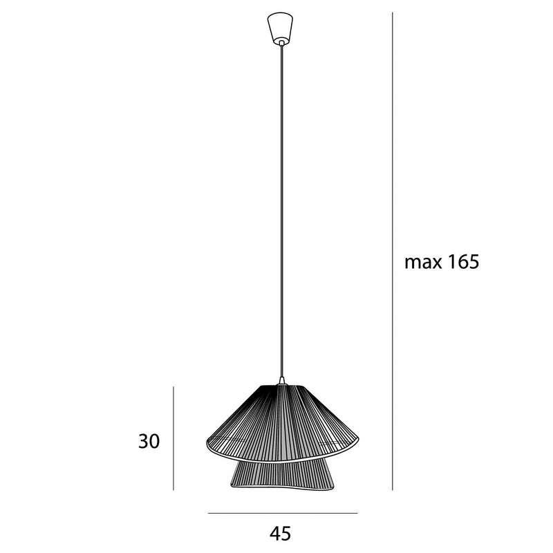 Dimensions Amalfi II natural E27 pendant light