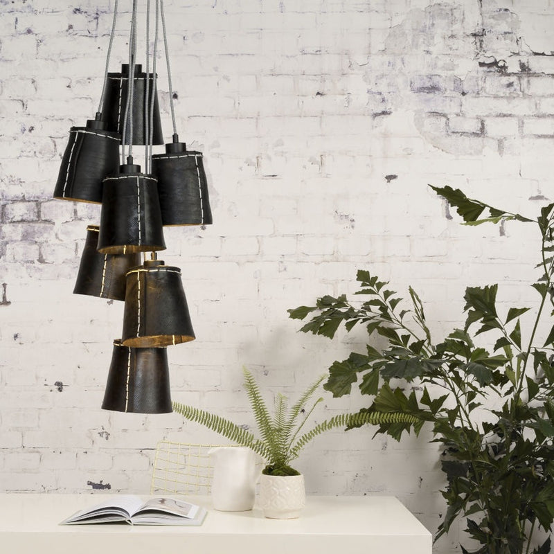 Dimensions Suspension Amazon caoutchouc recyclé noir 7 abat-jours E27