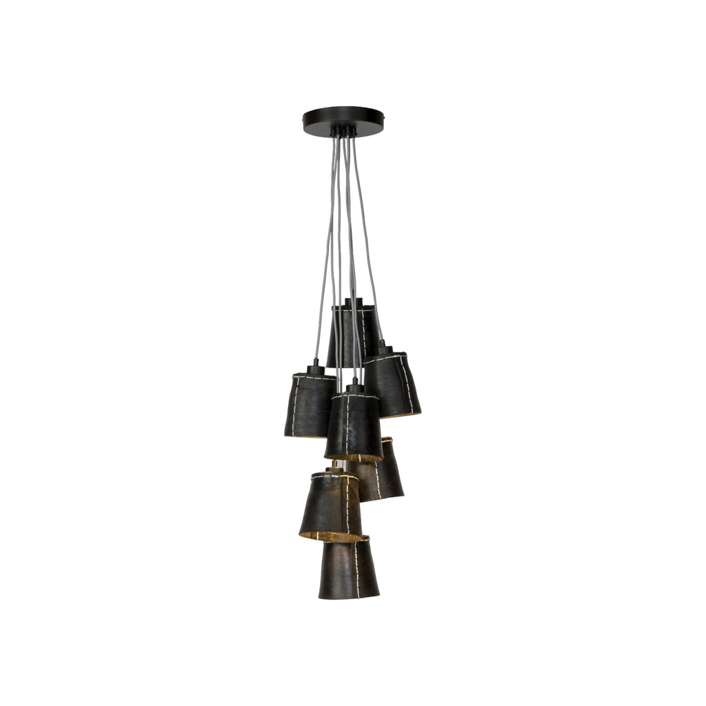 Suspension Amazon caoutchouc recyclé noir 7 abat-jours E27