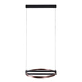 Suspension Singapur Round anneau brun cuivré et double barre noire sous sa rosace allongée noire