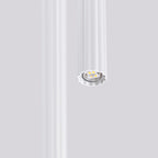 Suspension Arche 2 en grappe tubes cannelés blanc G9, gros plan
