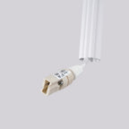 Suspension Arche 2 en grappe tubes cannelés blanc G9, détail de la rosace
