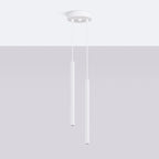 Suspension Arche 2 en grappe tubes cannelés blanc G9, vue de profil