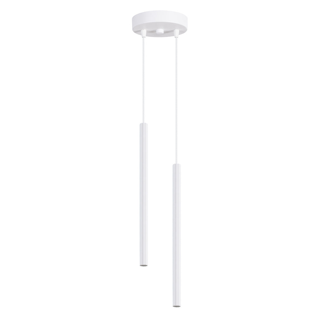 Suspension Arche 2 en grappe tubes cannelés blanc G9