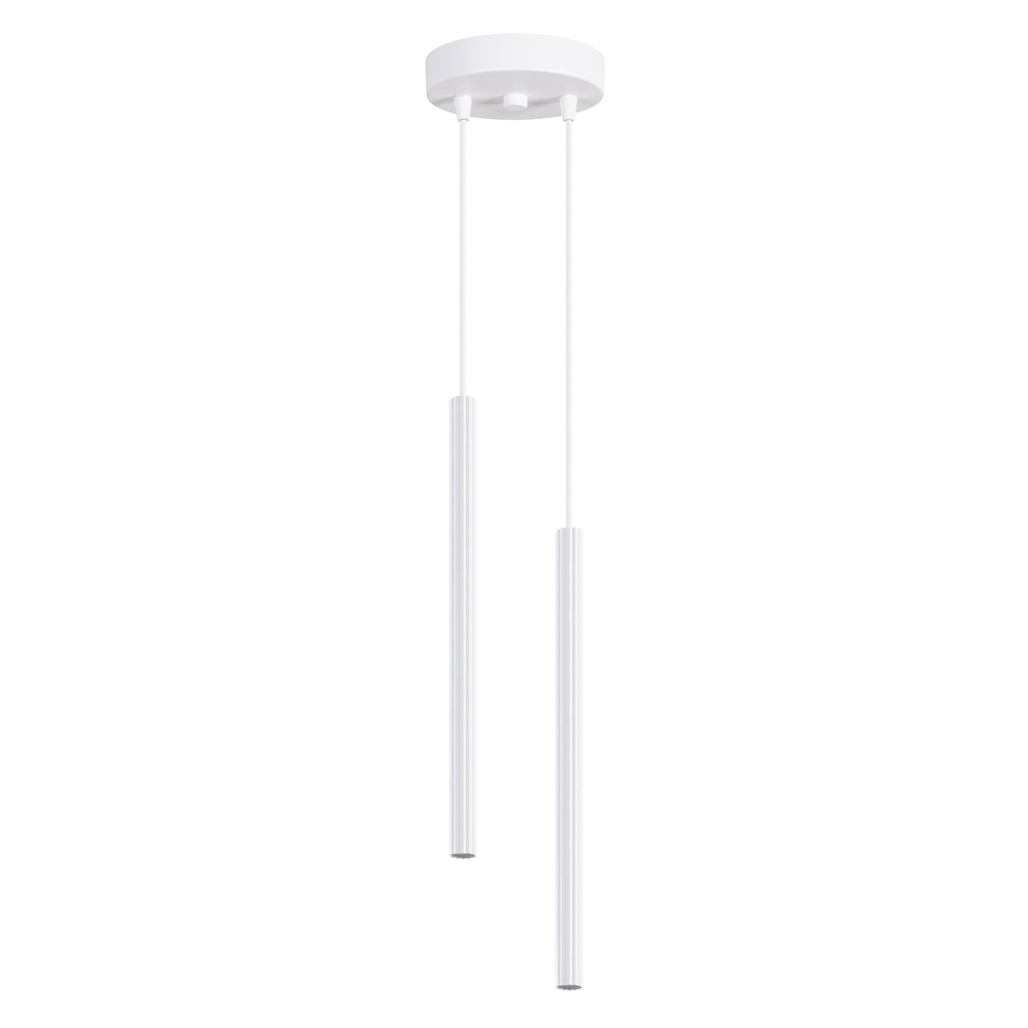 Suspension Arche 2 en grappe tubes cannelés blanc G9