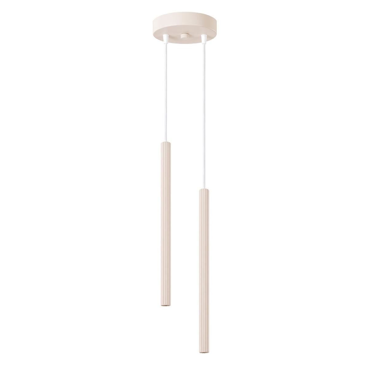 Suspension Arche 2 en grappe tubes cannelés G9, finition laque beige
