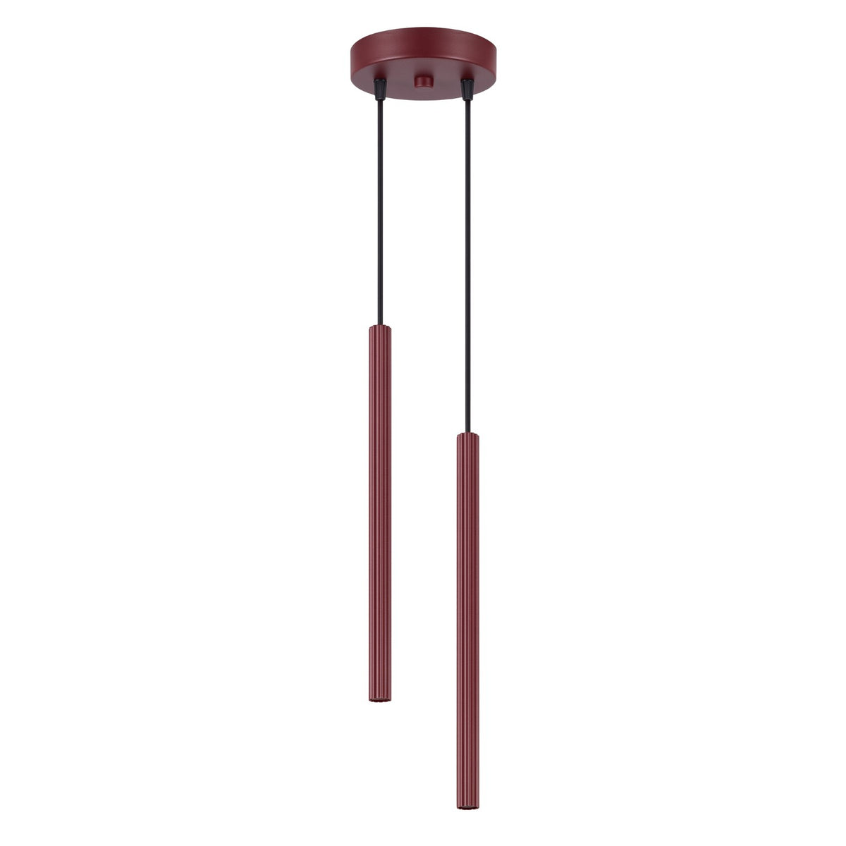 Suspension Arche 2 en grappe tubes cannelés G9, finition laque bordeaux