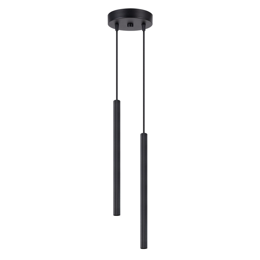 Suspension Arche 2 en grappe tubes cannelés noir G9