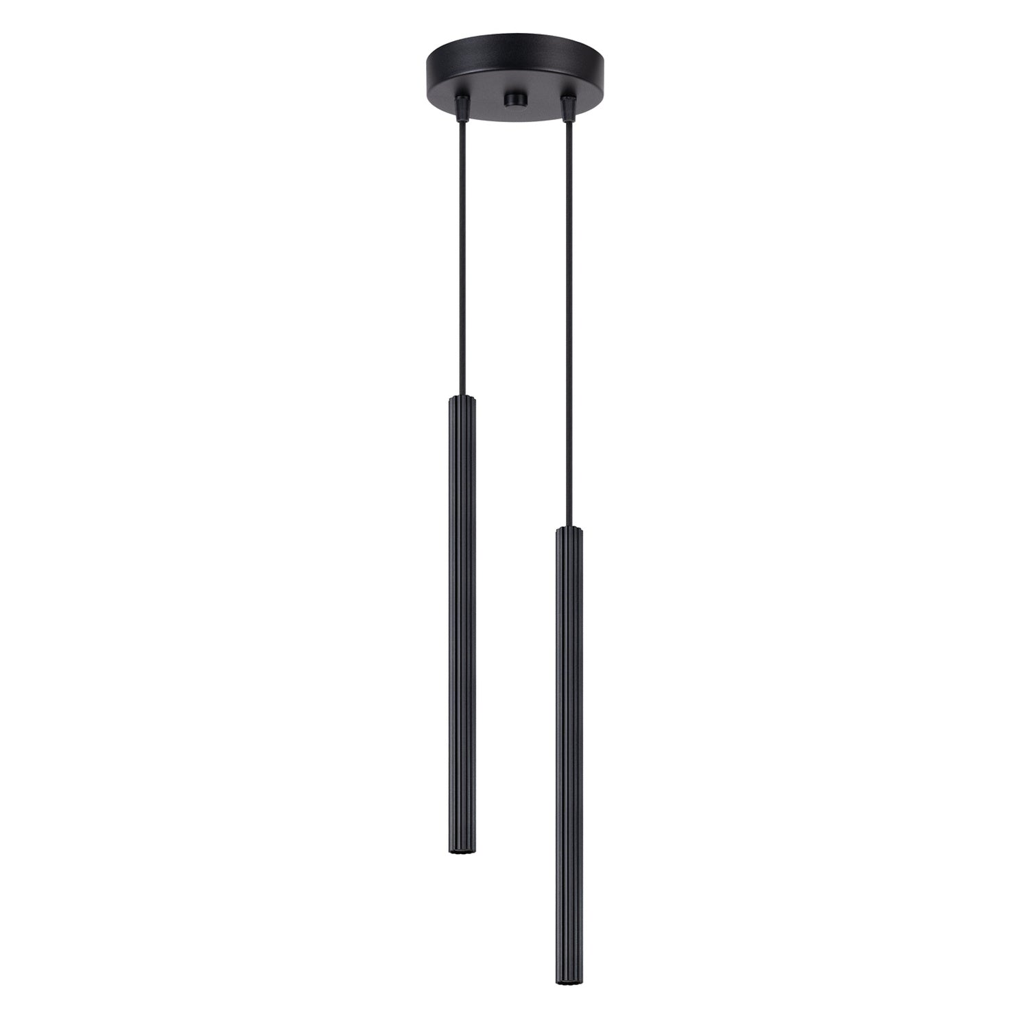 Suspension Arche 2 en grappe tubes cannelés noir G9