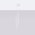 Suspension Arche 3 en grappe tubes cannelés blanc G9 de profil