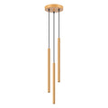 Suspension Arche 3 en grappe tubes cannelés doré G9, trois fins tubes cannelés en acier doré à hauteurs décalées