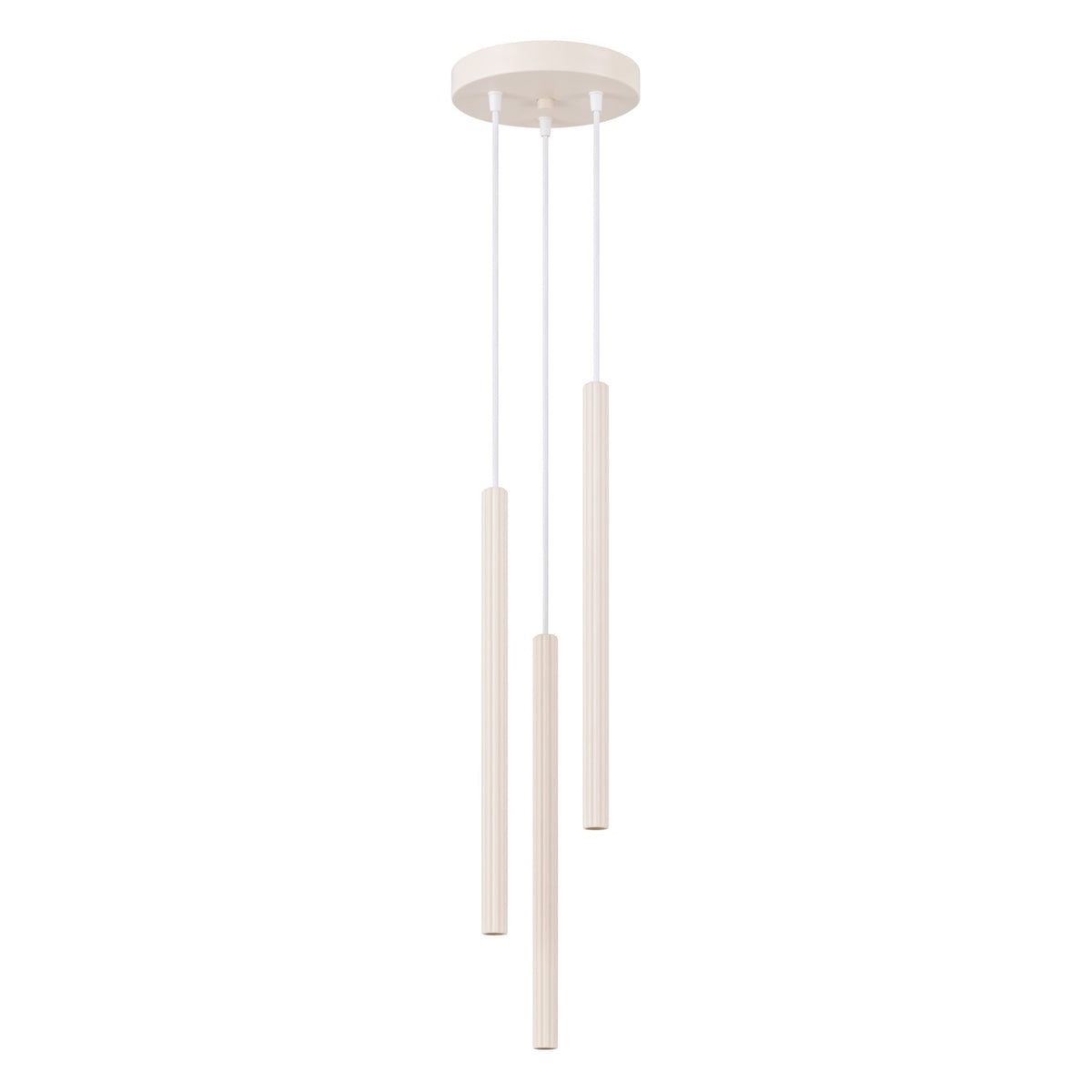 Suspension Arche 3 en grappe tubes cannelés G9, finition laque beige