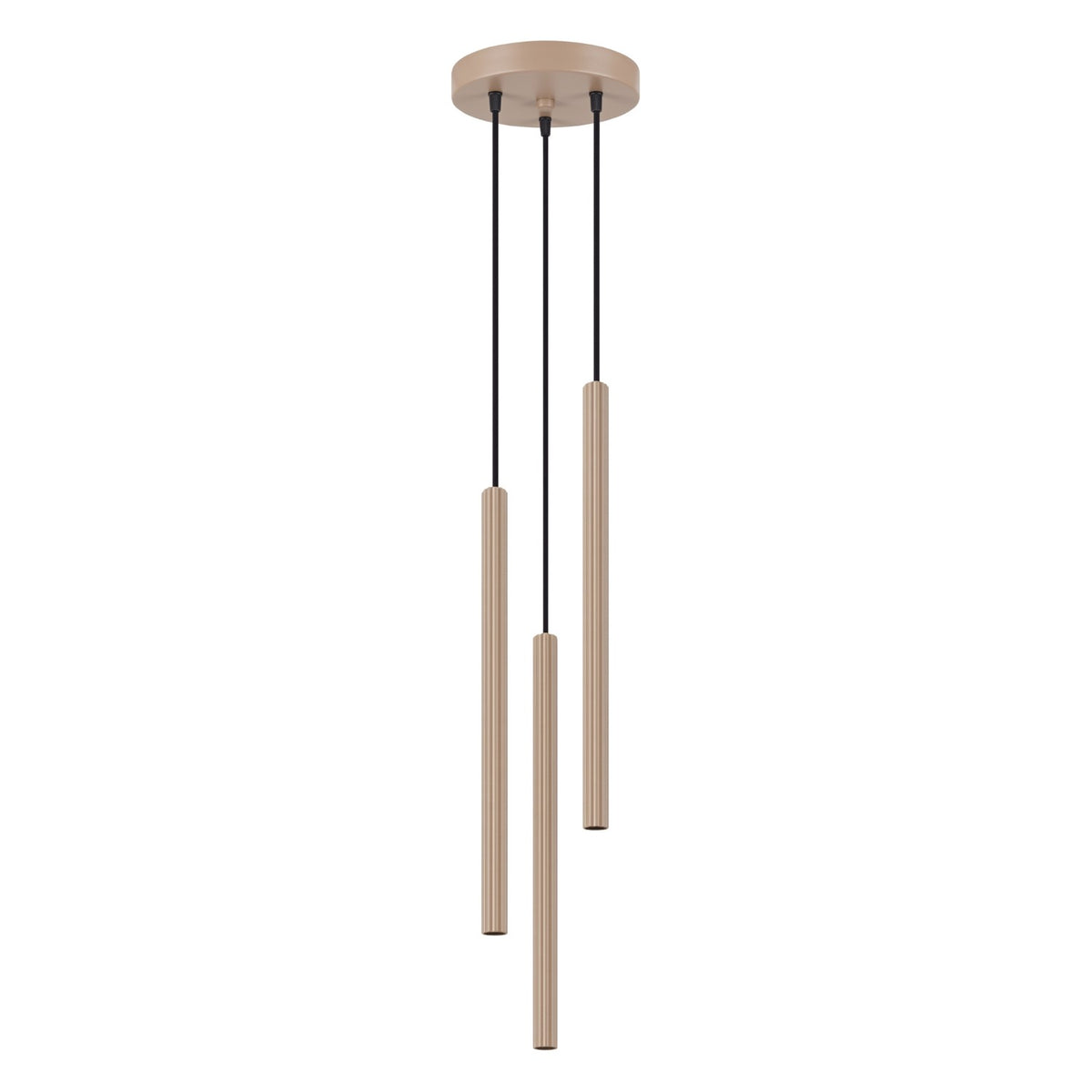 Suspension Arche 3 en grappe tubes cannelés G9, finition laque taupe