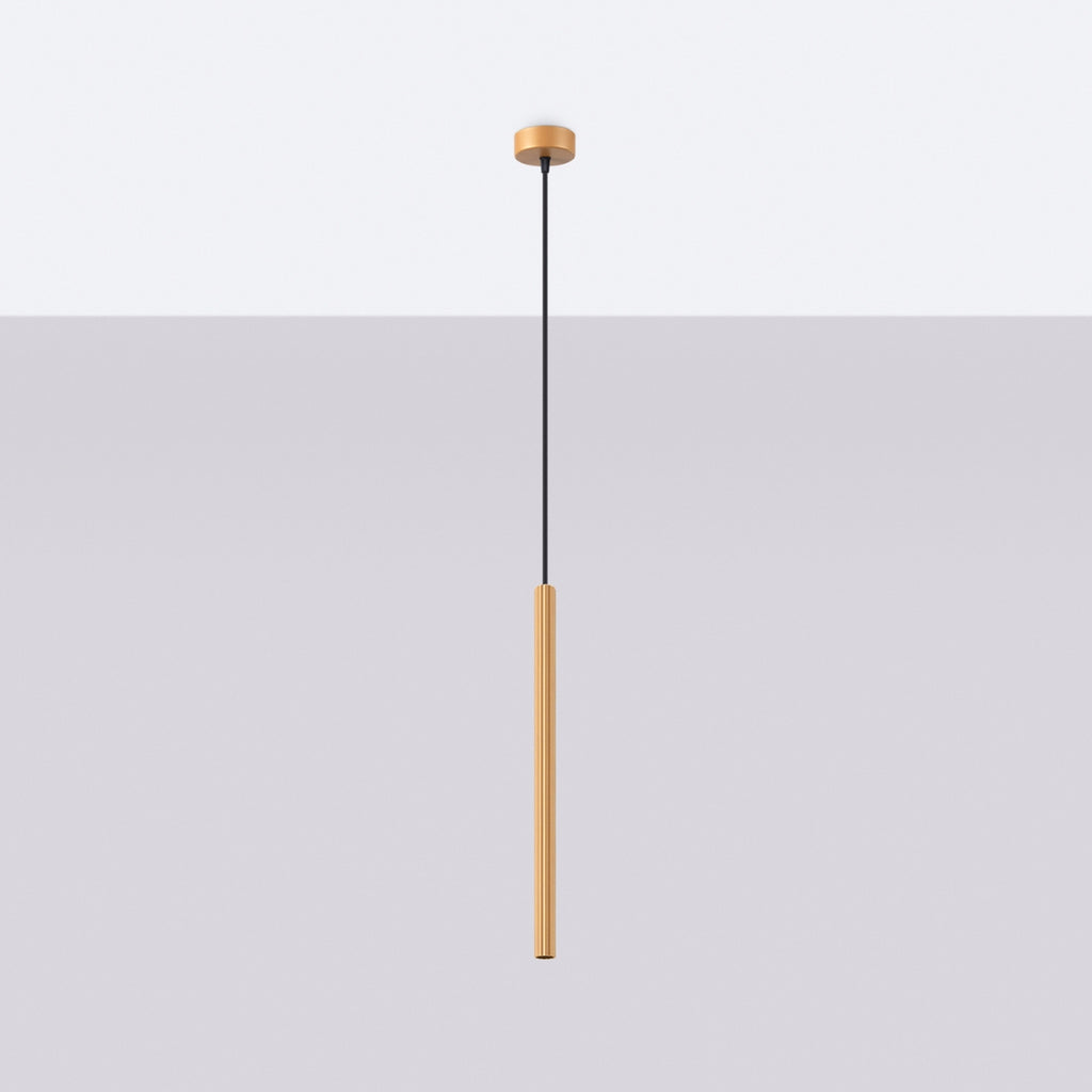 Suspension Arche tube cannelé doré G9 de profil