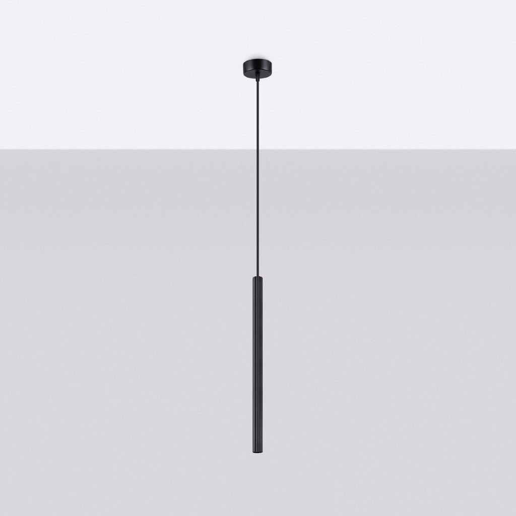 Suspension Arche tube cannelé noir G9 de profil
