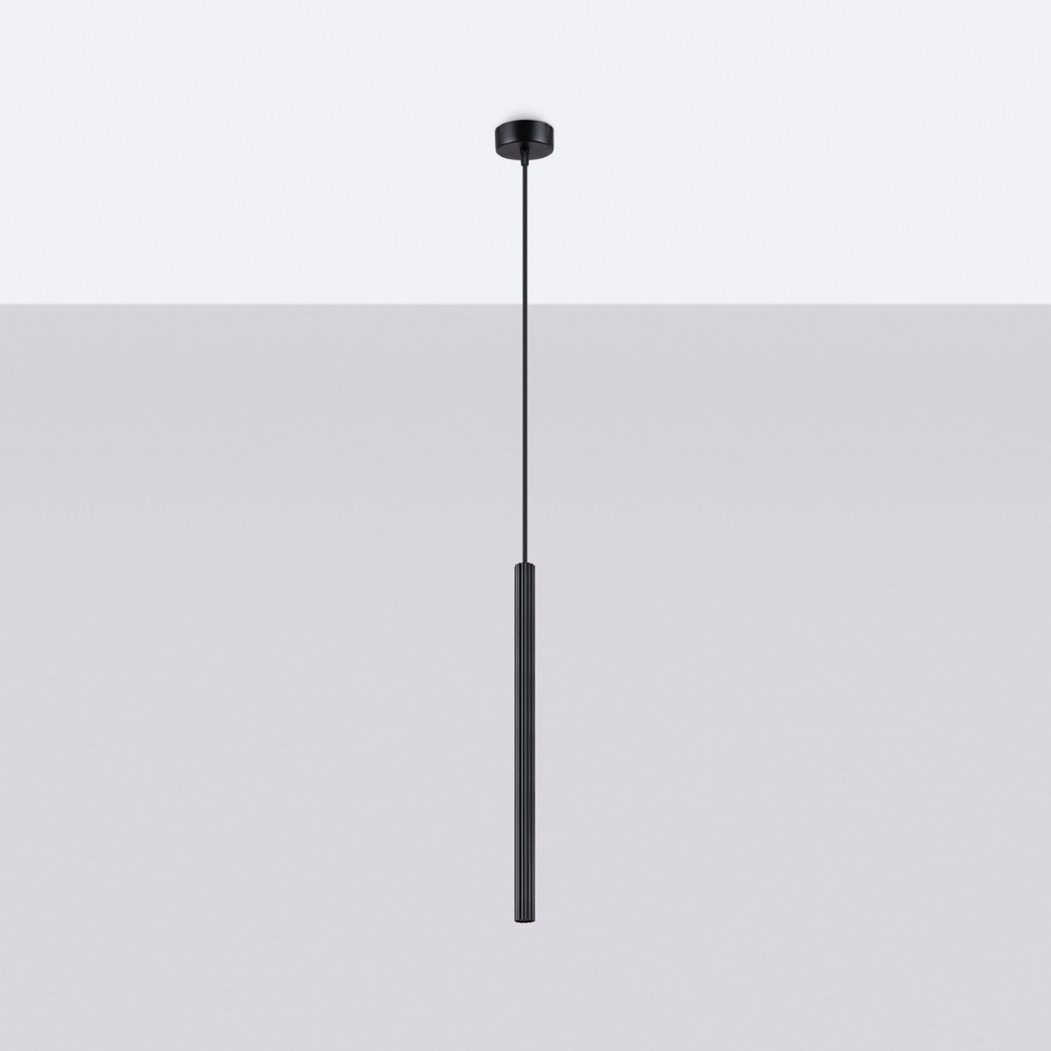 Suspension Arche tube cannelé noir G9 de profil