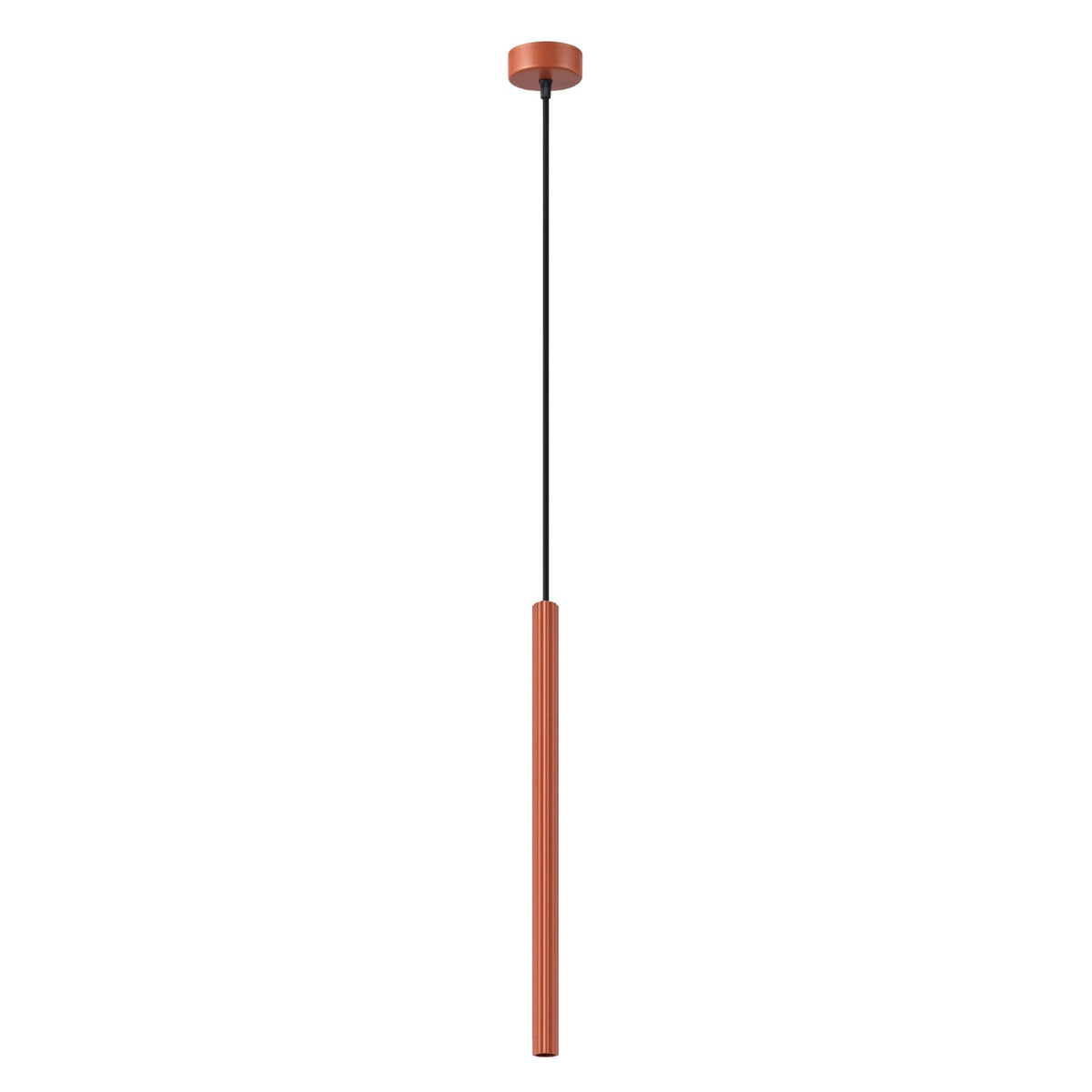 Suspension Arche tube cannelé G9, finition laque rouge ocre