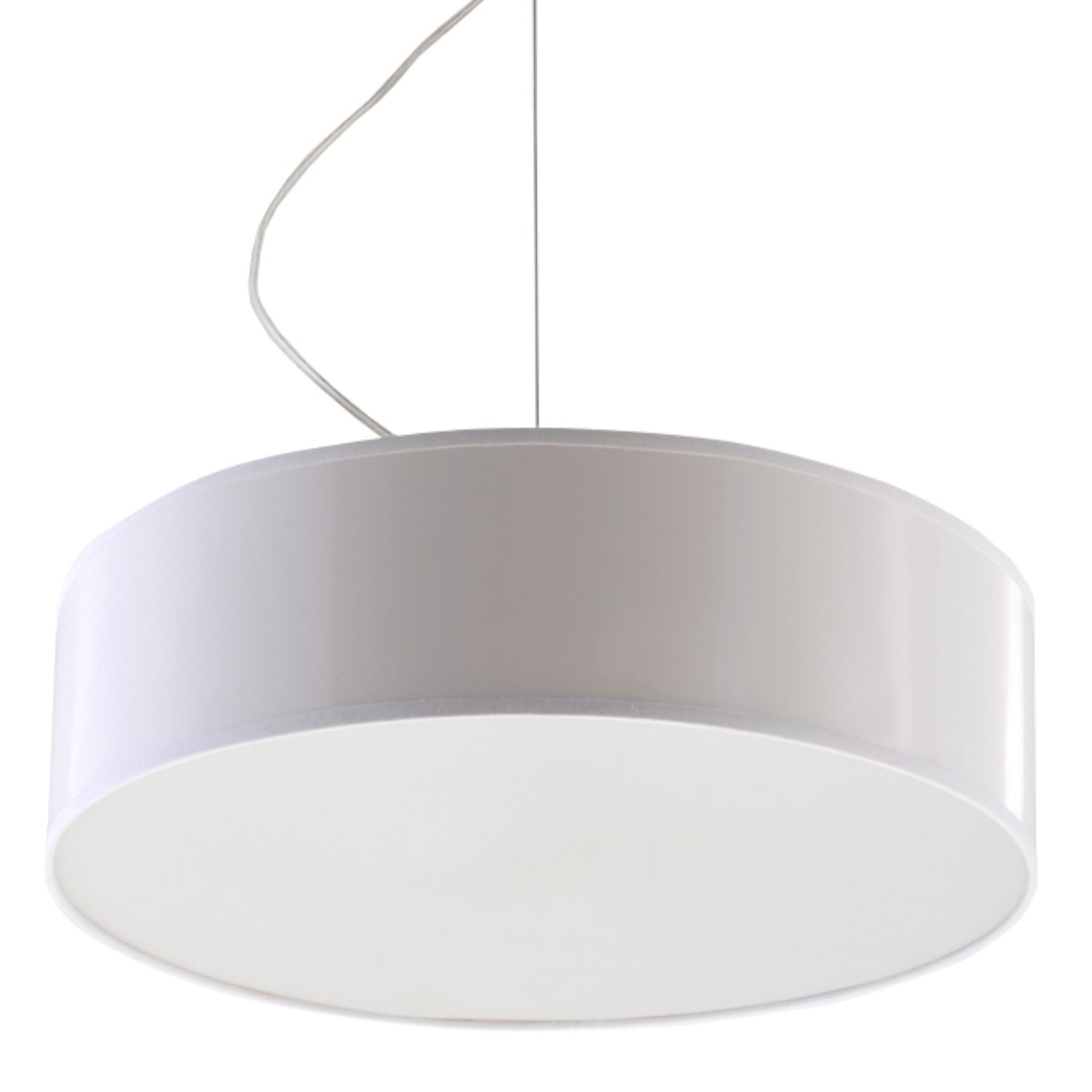 Suspension Arena 35 blanc, abat-jour rond laqué et diffuseur blanc