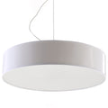 Suspension Arena 45 blanc, grand abat-jour rond laqué et diffuseur blanc