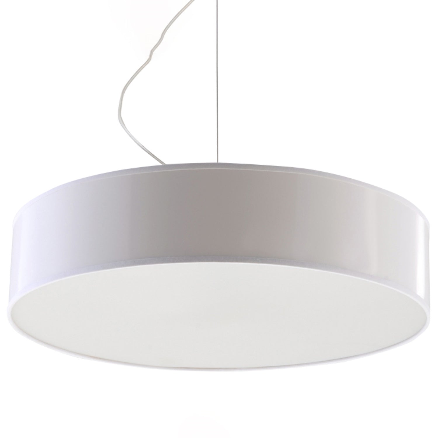 Suspension Arena 45 blanc, grand abat-jour rond laqué et diffuseur blanc