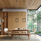Suspension Aries cadre en bois wengé E27 en ambiance