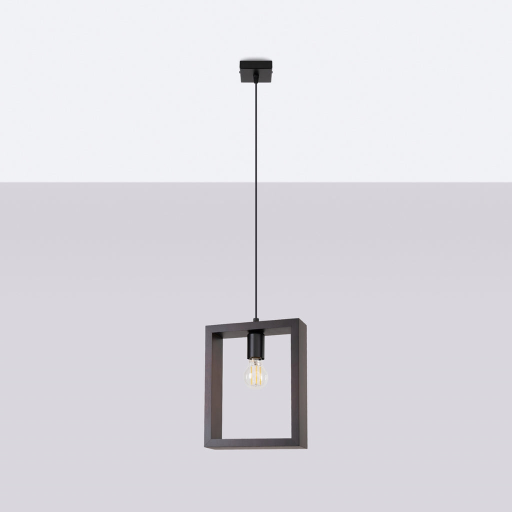 Suspension Aries cadre en bois wengé E27 de profil