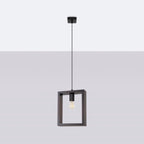 Suspension Aries cadre en bois wengé E27 de profil