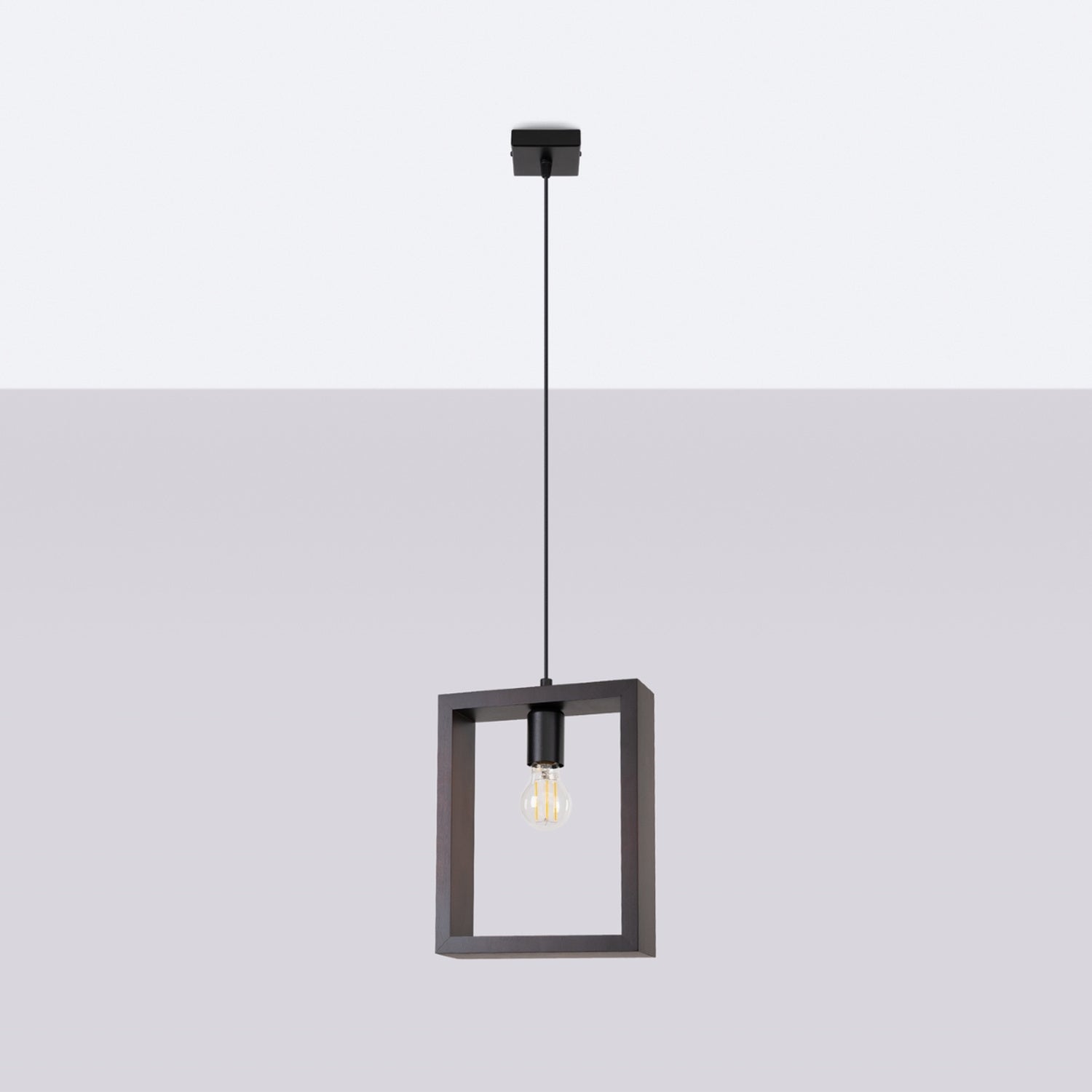 Suspension Aries cadre en bois wengé E27 de profil