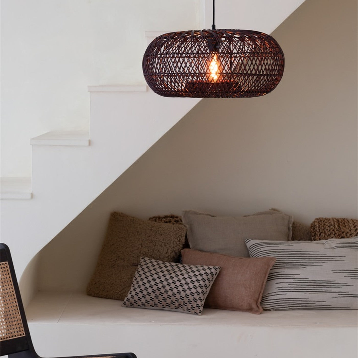 Suspension Arizona bambou bordeaux 50 cm E27, vue 2