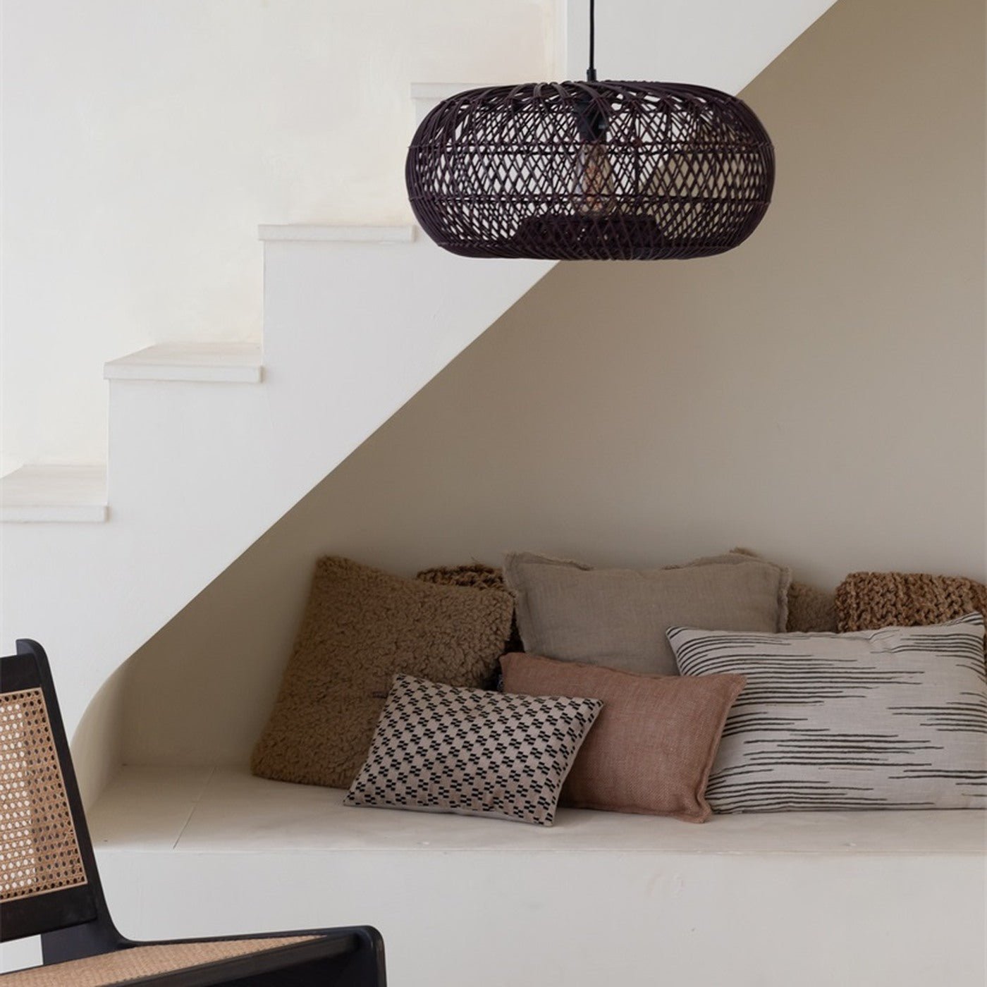 Suspension Arizona bambou bordeaux 50 cm E27, vue 4