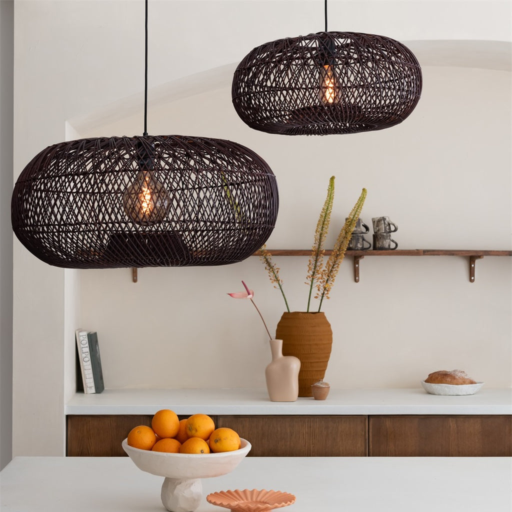 Suspension Arizona bambou bordeaux 50 cm E27, vue 6