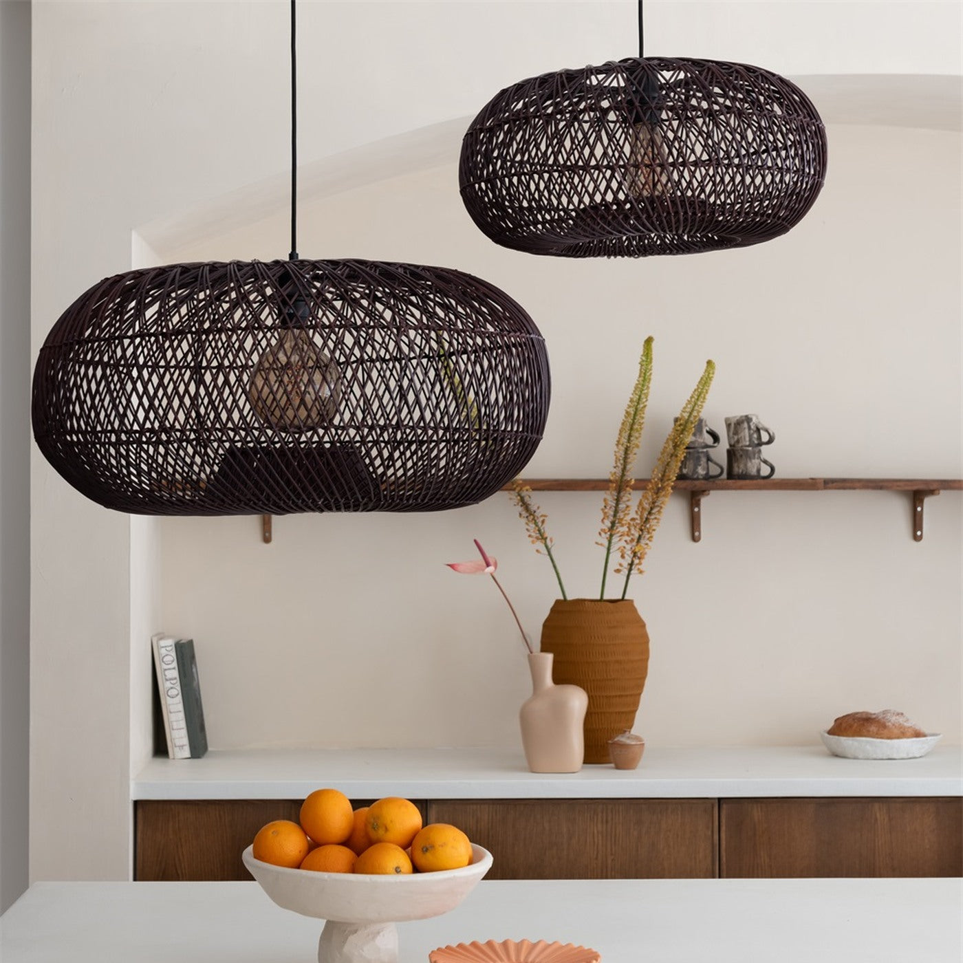 Suspension Arizona bambou bordeaux 50 cm E27, vue 7