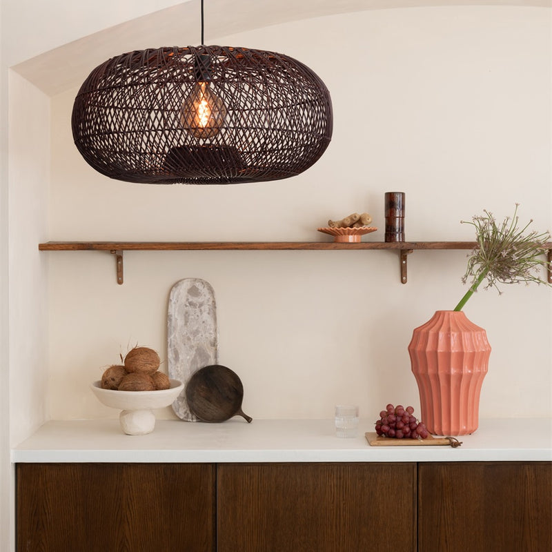Dimensions Suspension Arizona bambou bordeaux 50 cm E27