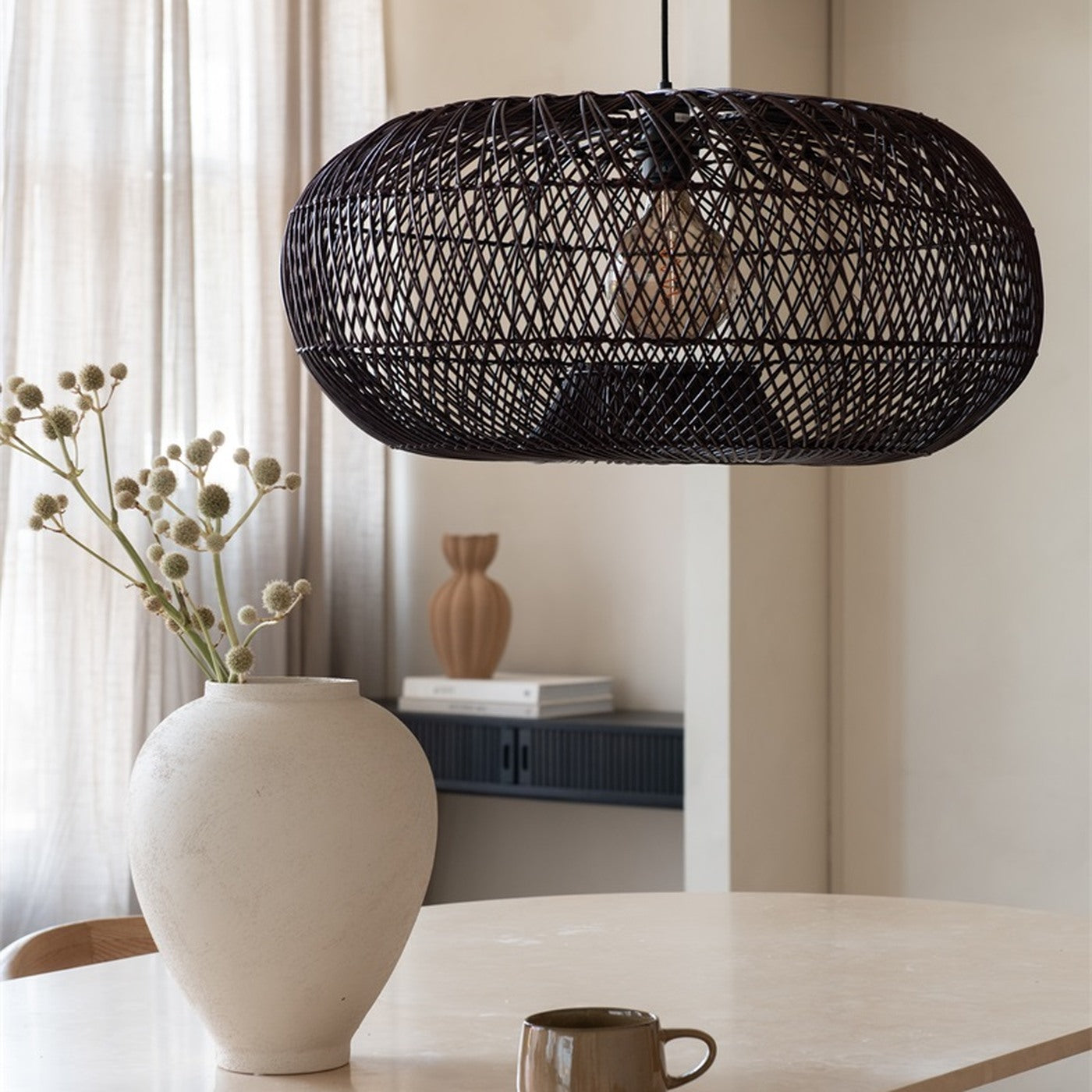 Suspension Arizona bambou bordeaux 70 cm E27, vue 2