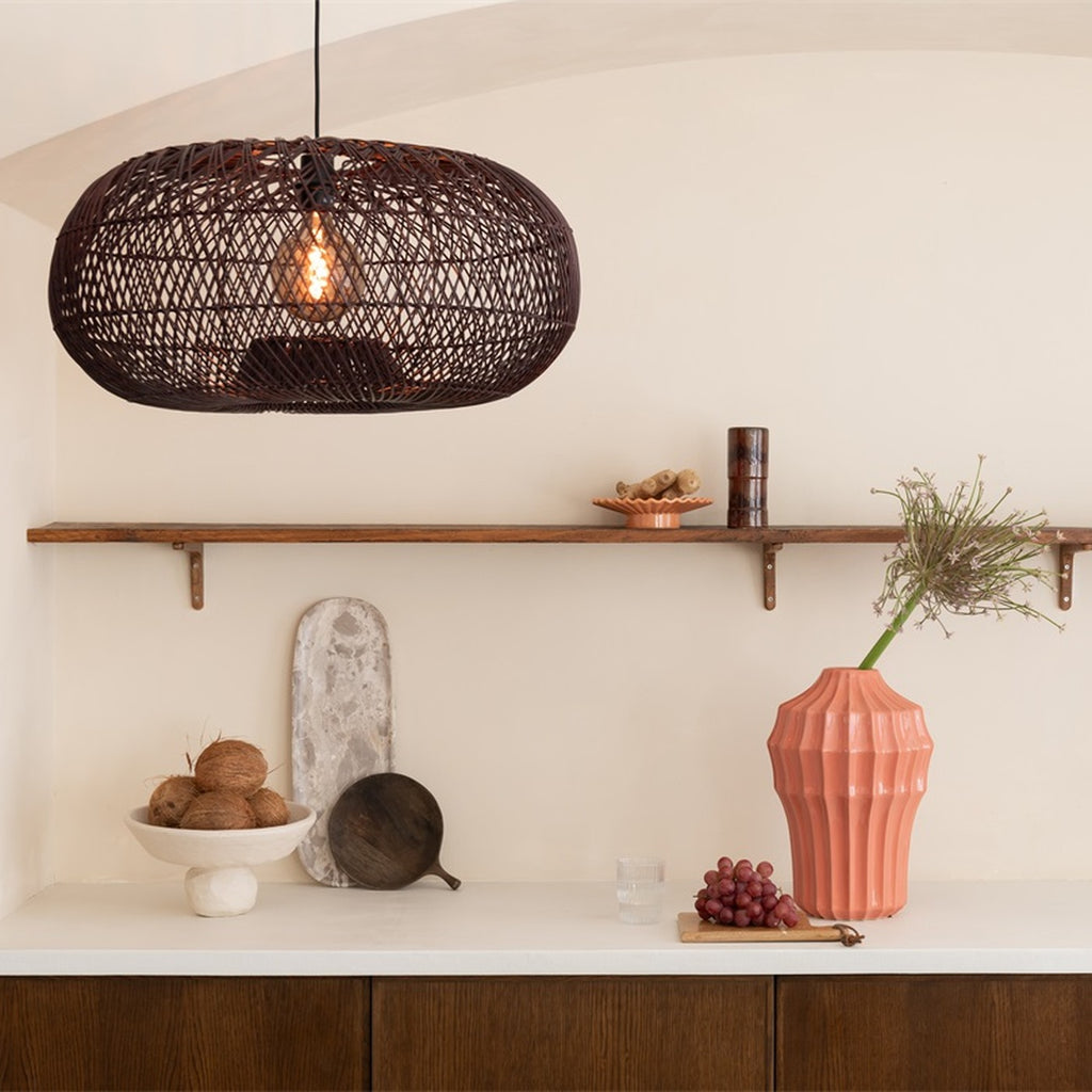 Suspension Arizona bambou bordeaux 70 cm E27, vue 3