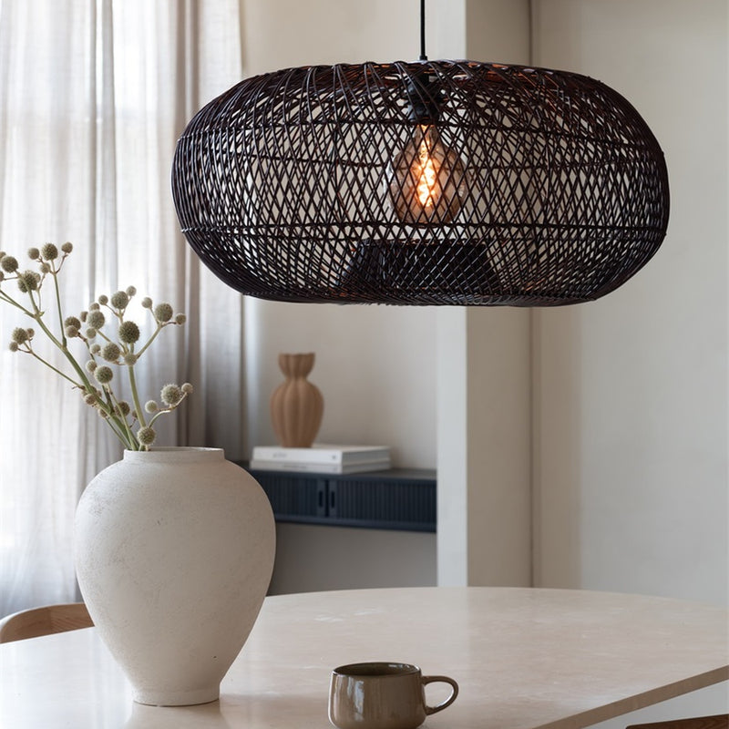 Dimensions Suspension Arizona bambou bordeaux 70 cm E27