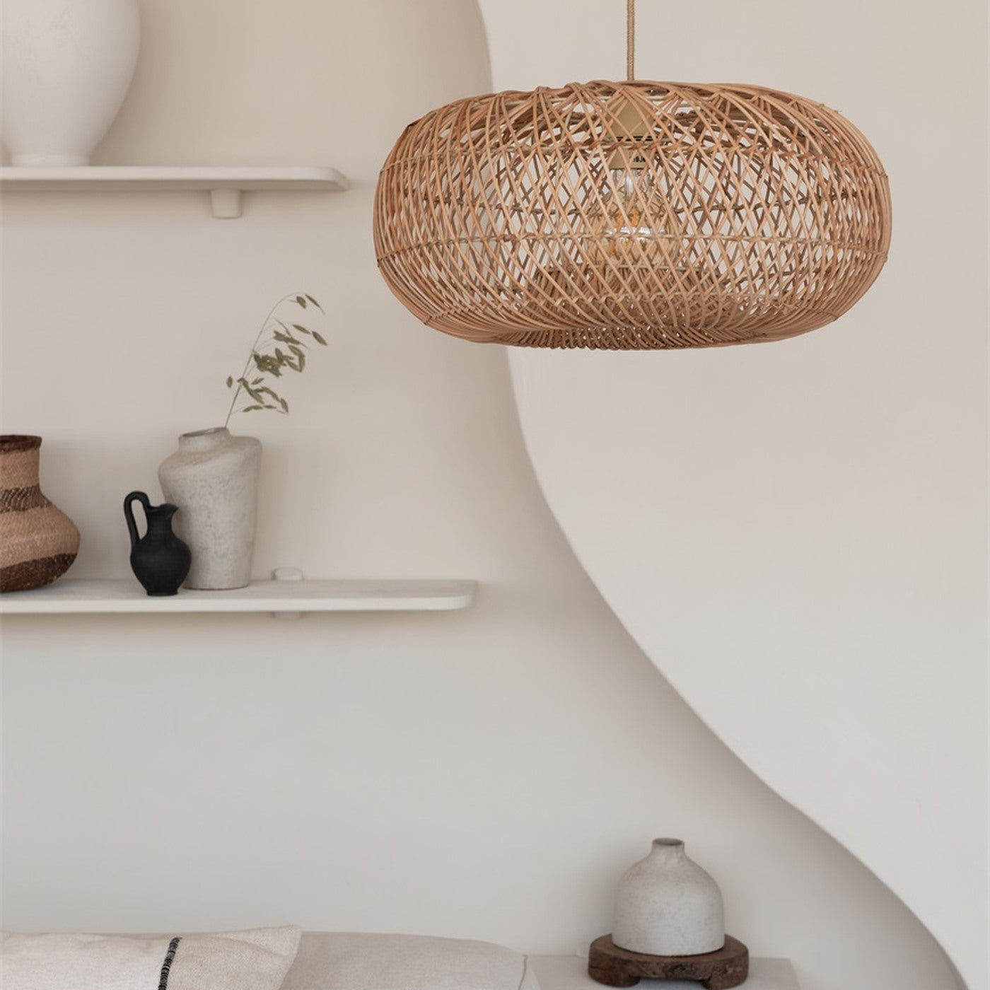 Suspension Arizona bambou naturel 50 cm E27, vue 2