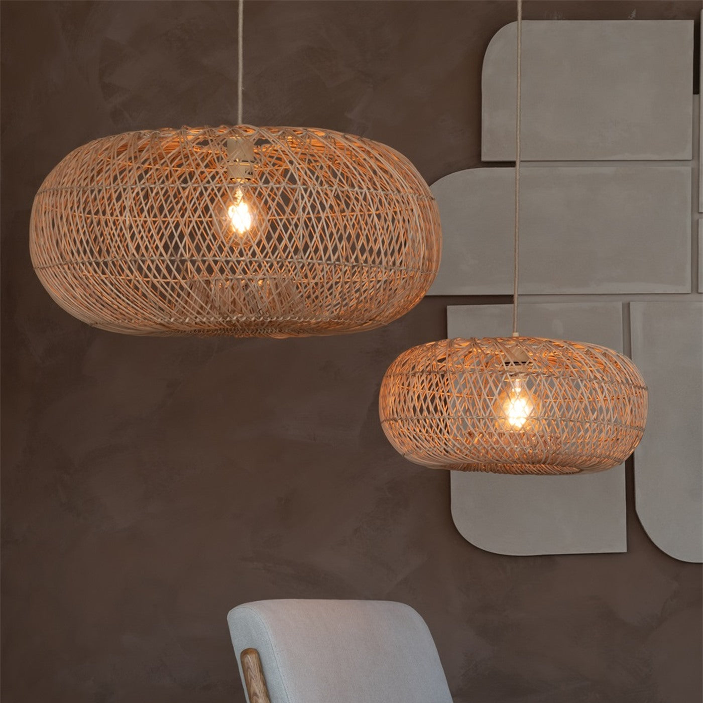 Suspension Arizona bambou naturel 50 cm E27, vue 5