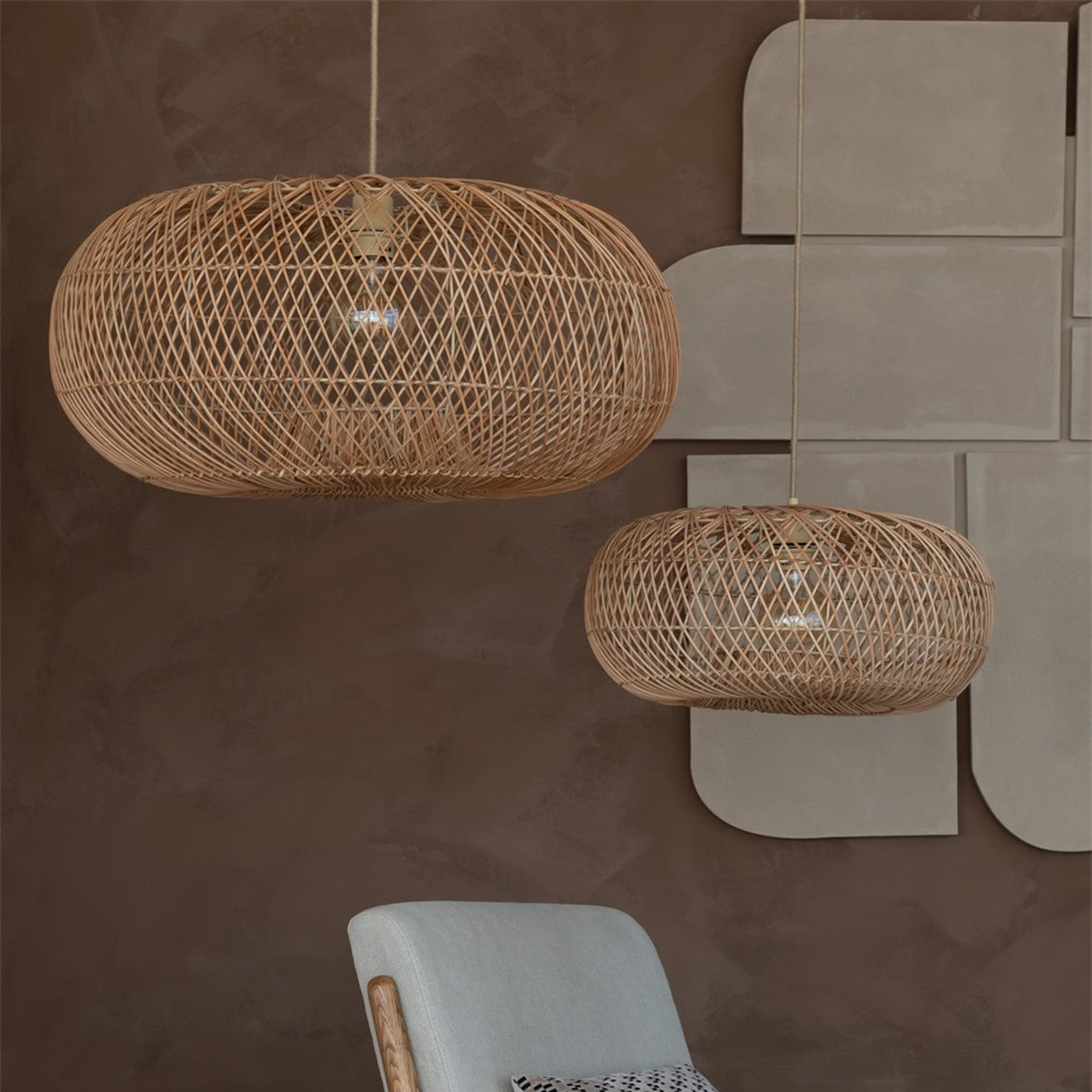 Suspension Arizona bambou naturel 50 cm E27, vue 6