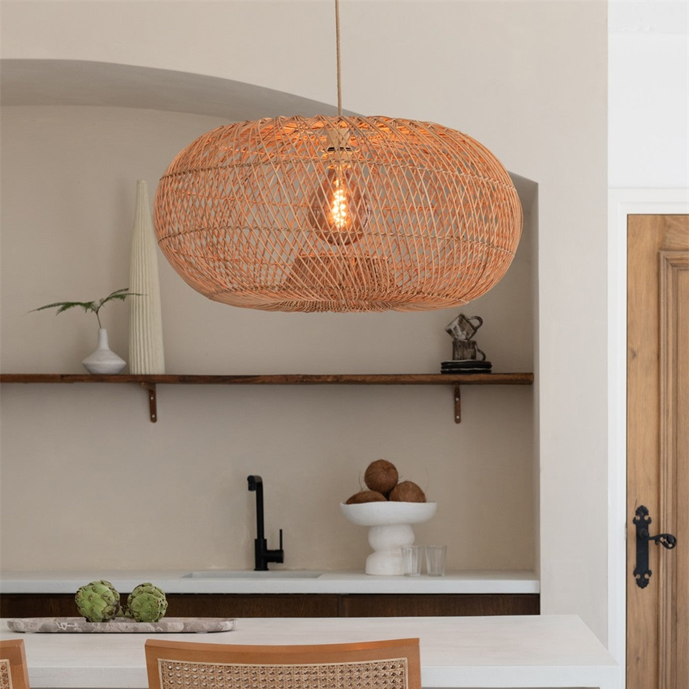 Suspension Arizona bambou naturel 70 cm E27, vue 3