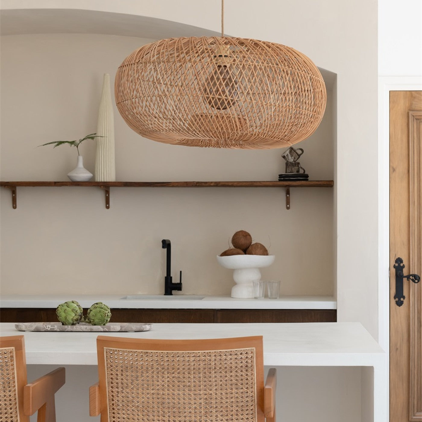 Suspension Arizona bambou naturel 70 cm E27, vue 5