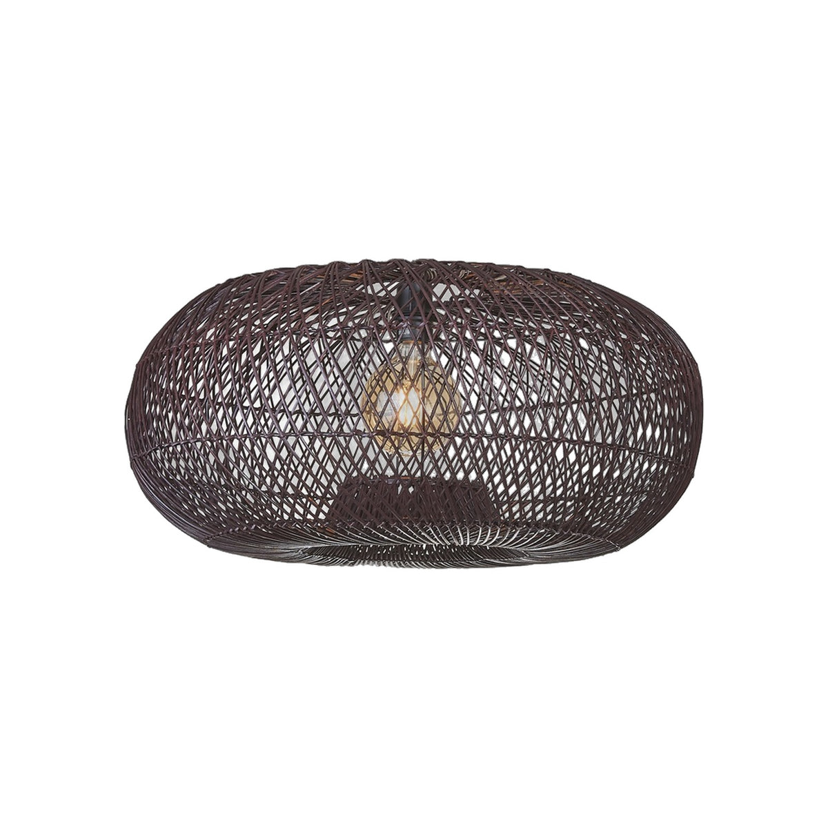 Suspension Arizona bambou bordeaux 70 cm en globe ovale tressé vue détourée