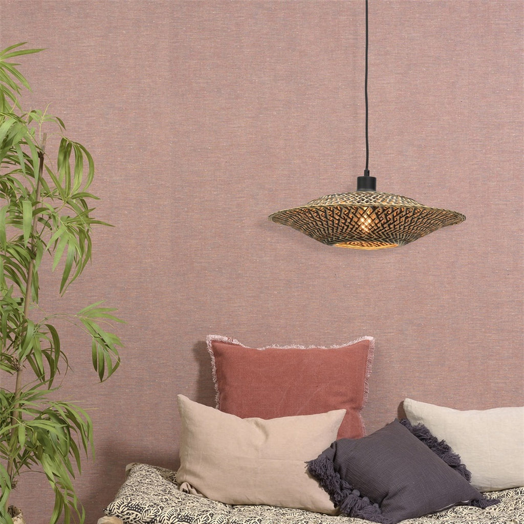 Suspension Bali bambou naturel et noir 44 cm E27, vue 4