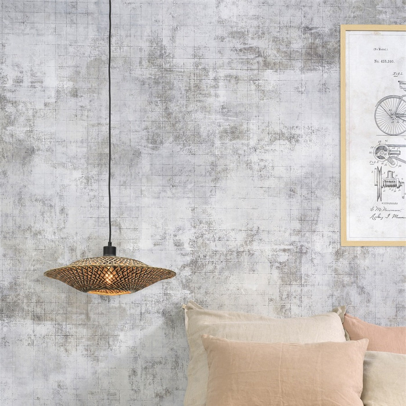 Suspension Bali bambou naturel et noir 44 cm E27, vue 6