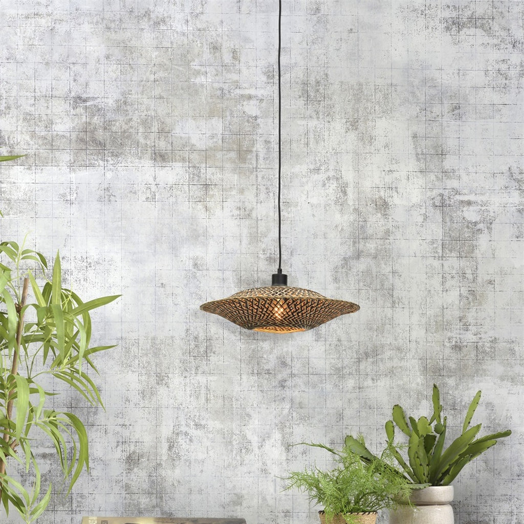 Suspension Bali bambou naturel et noir 44 cm E27, vue 7