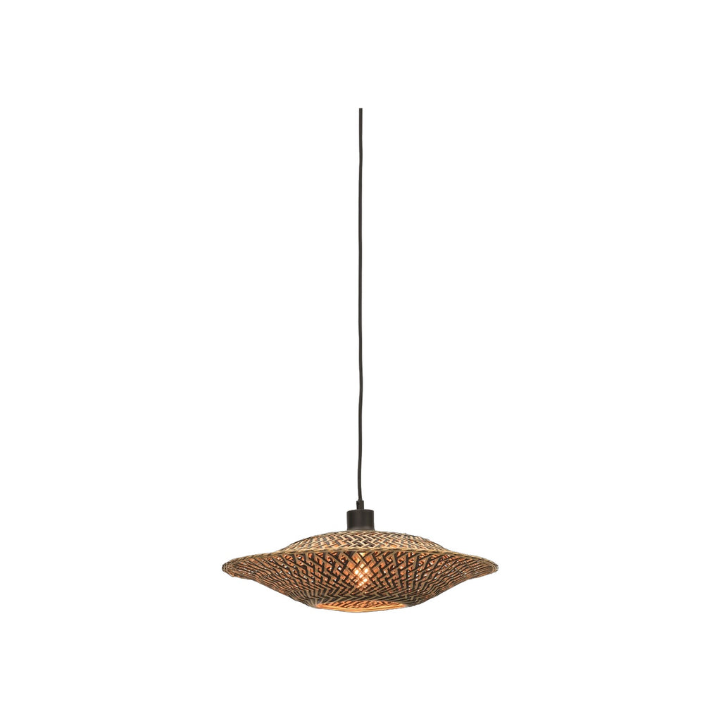 Suspension Bali bambou naturel et noir 44 cm E27
