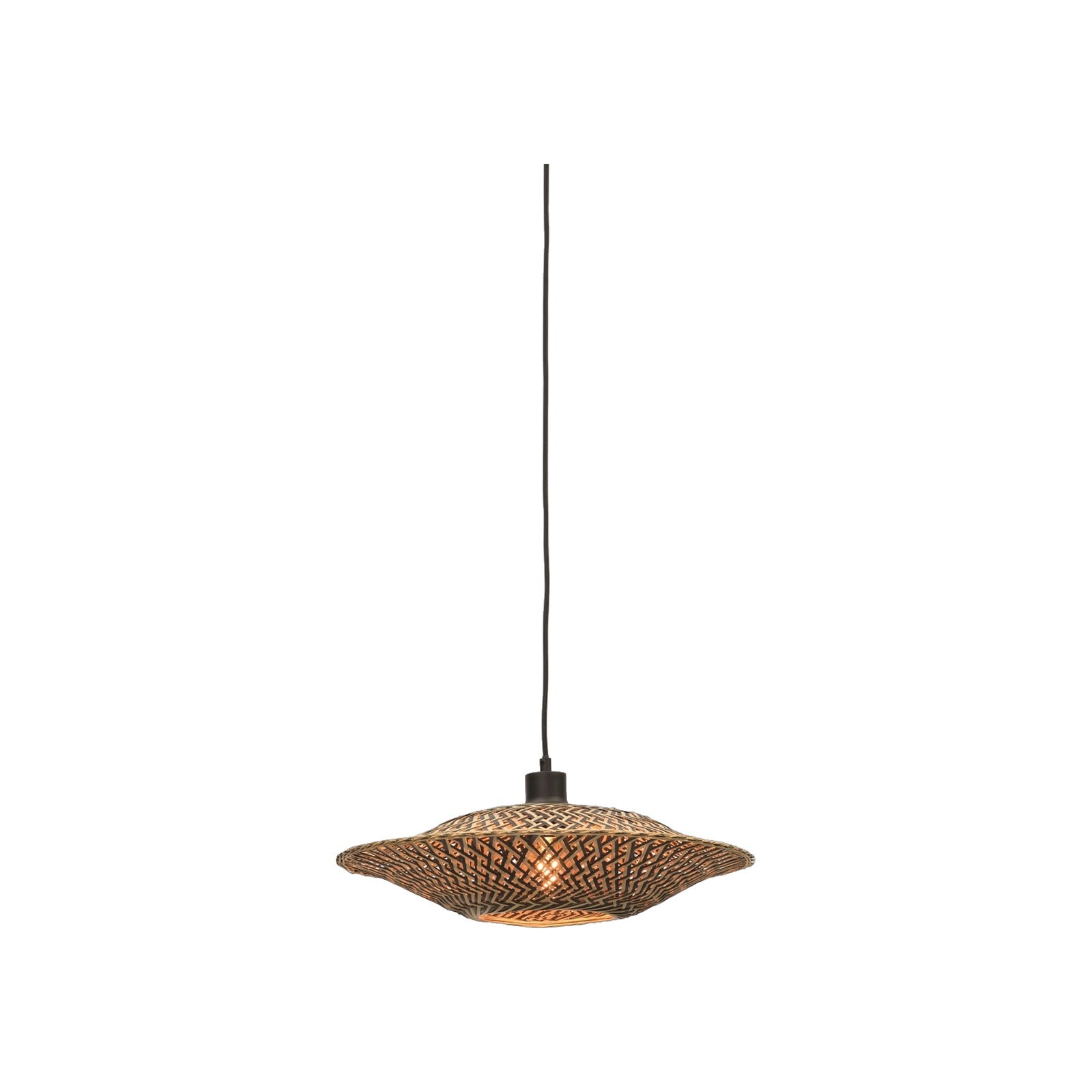 Suspension Bali bambou naturel et noir 44 cm E27
