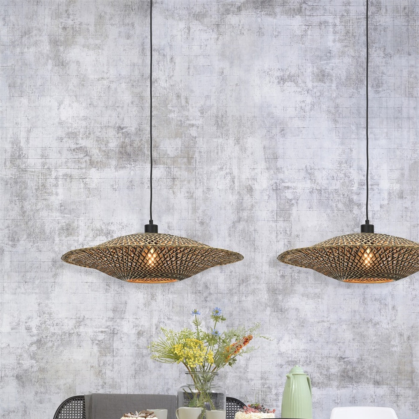 Suspension Bali bambou naturel et noir 60 cm E27, vue 3