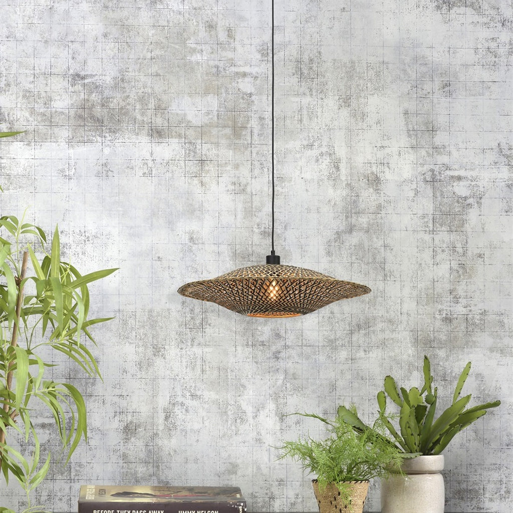 Suspension Bali bambou naturel et noir 60 cm E27, vue 7
