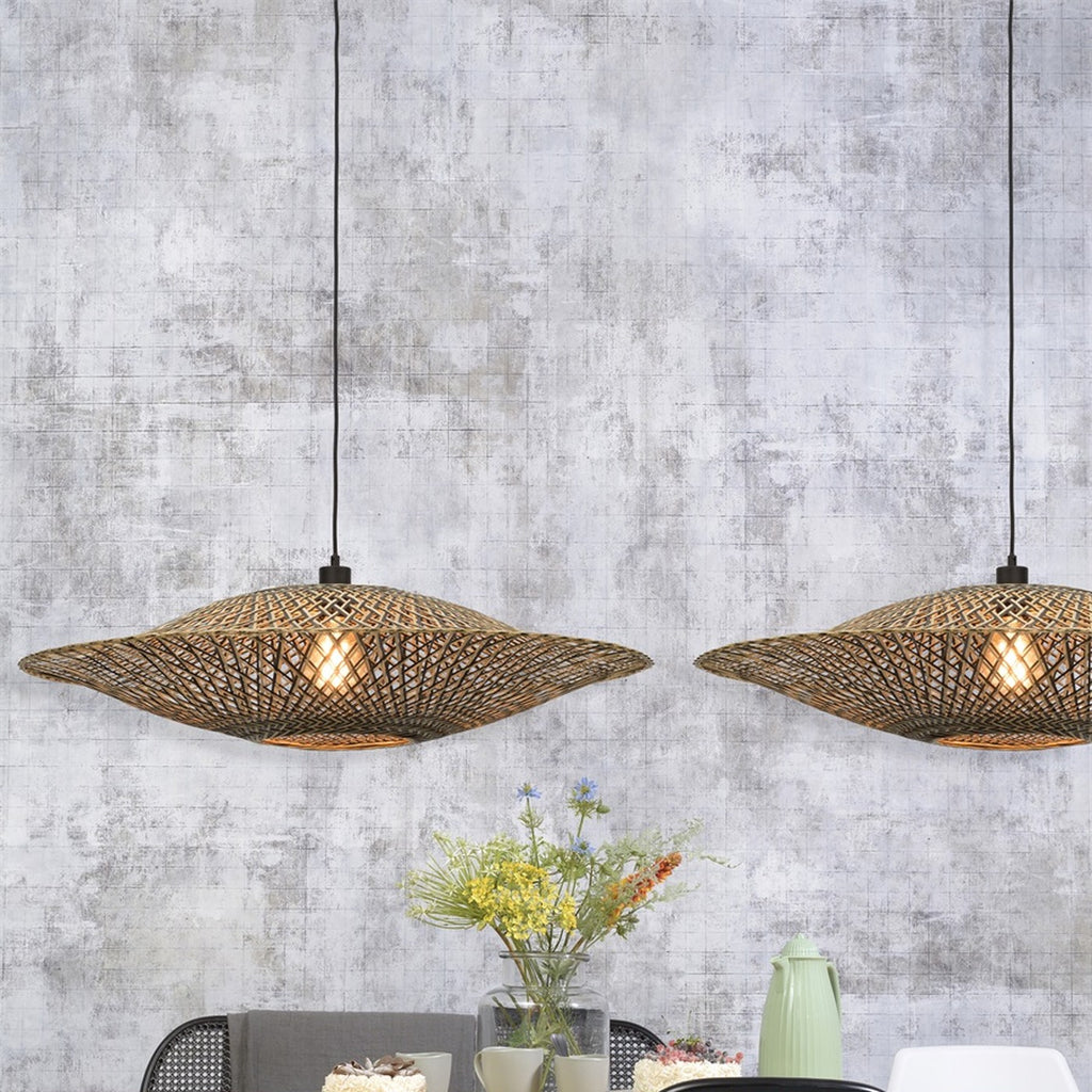 Suspension Bali bambou naturel et noir 87 cm E27, vue 3